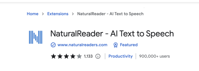 screenshot of Natural Reader Chrome Extension Logo